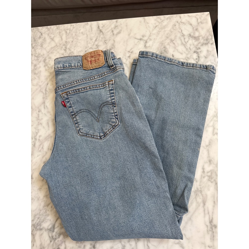 Levis 512 Relaxed Bootcut Jeans Womens Light Wash Blue Denim Stretch 12 Short